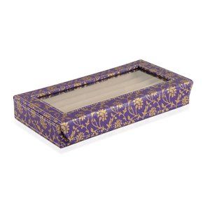 Eco Leatherette Violet Floral 50 Slot Ring Box